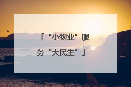 “小物业”服务“大民生”