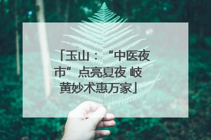 玉山：“中医夜市”点亮夏夜 岐黄妙术惠万家