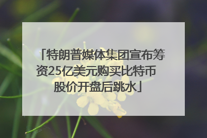 特朗普媒体集团宣布筹资25亿美元购买比特币 股价开盘后跳水