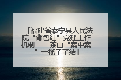 福建省泰宁县人民法院“背包红”党建工作机制——茶山“案中案”一揽子了结