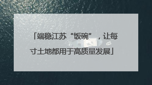 端稳江苏“饭碗”，让每寸土地都用于高质量发展