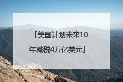 美国计划未来10年减税4万亿美元