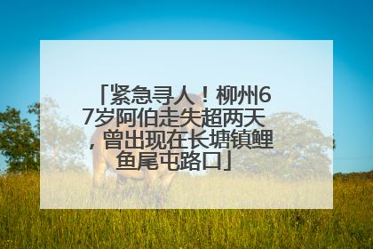 紧急寻人！柳州67岁阿伯走失超两天，曾出现在长塘镇鲤鱼尾屯路口