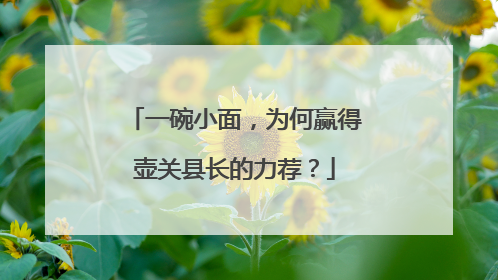 一碗小面，为何赢得壶关县长的力荐？