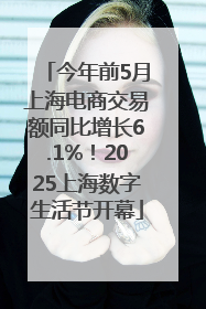 今年前5月上海电商交易额同比增长6.1%！2025上海数字生活节开幕