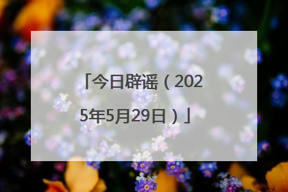 今日辟谣（2025年5月29日）
