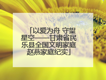 以爱为舟 守望星空——甘肃省民乐县全国文明家庭赵燕家庭纪实