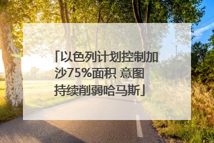 以色列计划控制加沙75%面积 意图持续削弱哈马斯
