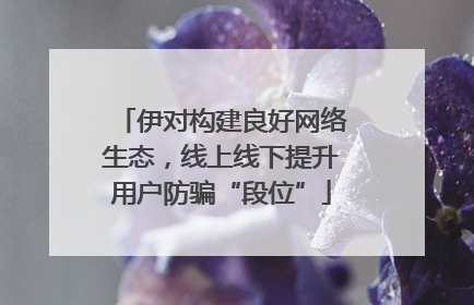 伊对构建良好网络生态，线上线下提升用户防骗“段位”