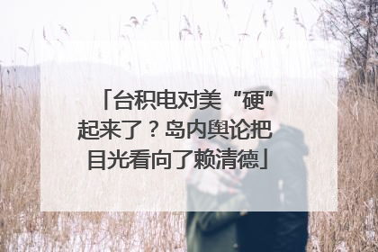 台积电对美“硬”起来了？岛内舆论把目光看向了赖清德