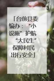 台前县委编办：“小设施”护航“大民生” 保障村民出行安全