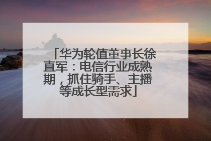 华为轮值董事长徐直军：电信行业成熟期，抓住骑手、主播等成长型需求