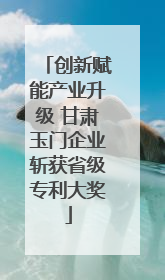 创新赋能产业升级 甘肃玉门企业斩获省级专利大奖