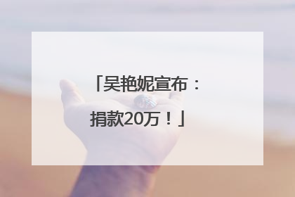 吴艳妮宣布：捐款20万！