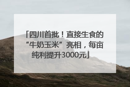 四川首批！直接生食的“牛奶玉米”亮相，每亩纯利提升3000元