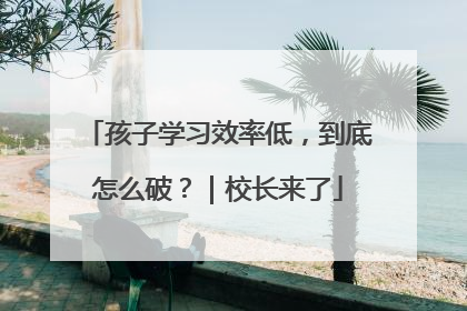 孩子学习效率低，到底怎么破？｜校长来了