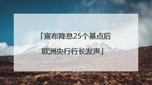 宣布降息25个基点后 欧洲央行行长发声