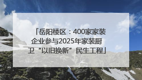 岳阳楼区：400家家装企业参与2025年家装厨卫“以旧换新”民生工程