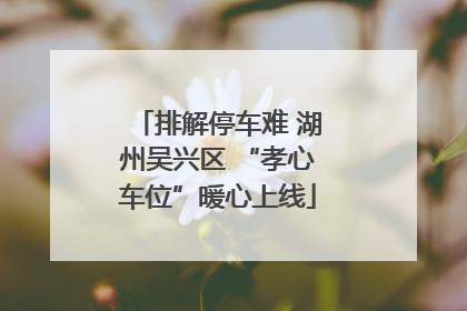 排解停车难 湖州吴兴区 “孝心车位”暖心上线