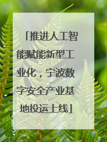 推进人工智能赋能新型工业化，宁波数字安全产业基地投运上线
