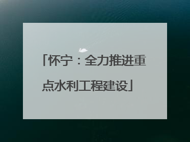 怀宁：全力推进重点水利工程建设
