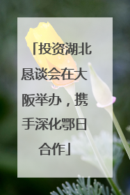 投资湖北恳谈会在大阪举办，携手深化鄂日合作