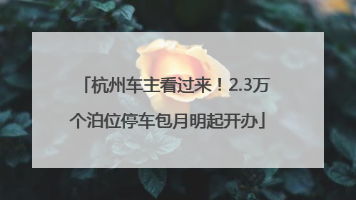 杭州车主看过来！2.3万个泊位停车包月明起开办