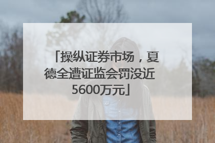操纵证券市场，夏德全遭证监会罚没近5600万元