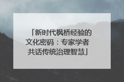 新时代枫桥经验的文化密码：专家学者共话传统治理智慧
