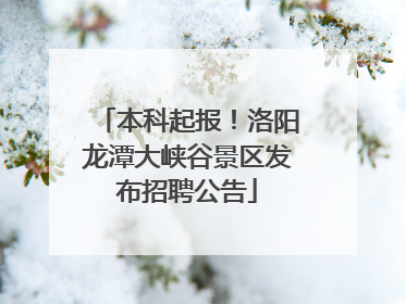 本科起报！洛阳龙潭大峡谷景区发布招聘公告