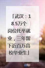 武汉：18.5万个岗位托举就业，三年留下近百万高校毕业生