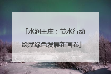 水润王庄：节水行动绘就绿色发展新画卷