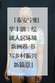 泰安宁阳华丰镇：绘就人居环境新画卷 书写乡村振兴新篇章