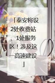 泰安将设2处收费站、1处服务区！涉及这一高速建设
