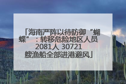海南严阵以待防御“蝴蝶”：转移危险地区人员2081人 30721艘渔船全部进港避风