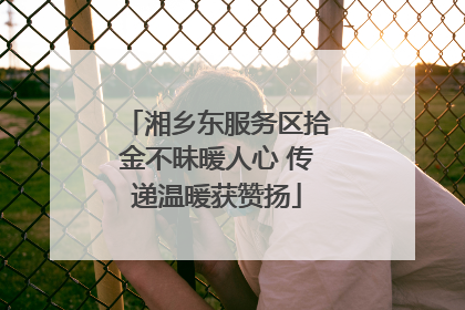 湘乡东服务区拾金不昧暖人心 传递温暖获赞扬