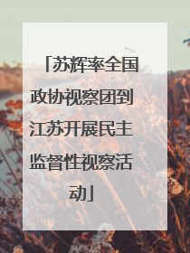 苏辉率全国政协视察团到江苏开展民主监督性视察活动