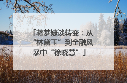 蒋梦婕谈转变：从“林黛玉”到金融风暴中“徐晓慧”
