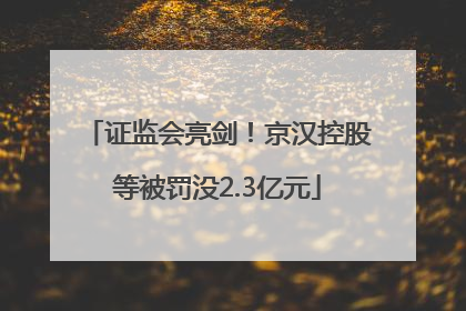 证监会亮剑！京汉控股等被罚没2.3亿元
