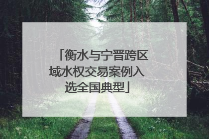 衡水与宁晋跨区域水权交易案例入选全国典型