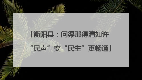 衡阳县:问渠那得清如许 “民声”变“民生”更畅通