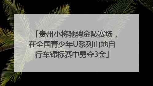 贵州小将驰骋金陵赛场，在全国青少年U系列山地自行车锦标赛中勇夺3金