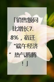 销售额同比增长7.8%，宿迁“端午经济”热气腾腾！
