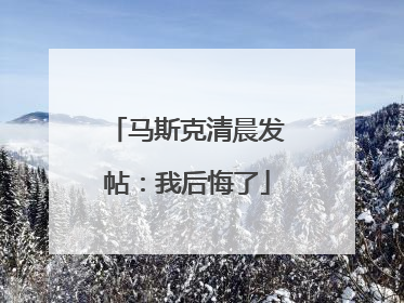 马斯克清晨发帖：我后悔了