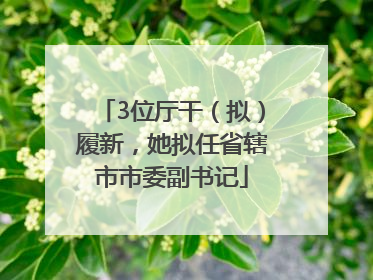 3位厅干（拟）履新，她拟任省辖市市委副书记
