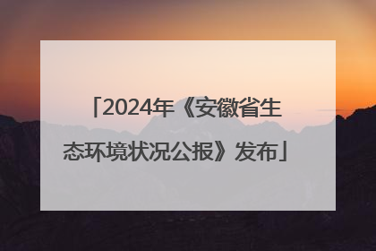 2024年《安徽省生态环境状况公报》发布
