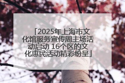 2025年上海市文化馆服务宣传周主场活动启动 16个区的文化惠民活动精彩纷呈