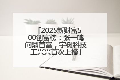 2025新财富500创富榜：张一鸣问鼎首富，宇树科技王兴兴首次上榜